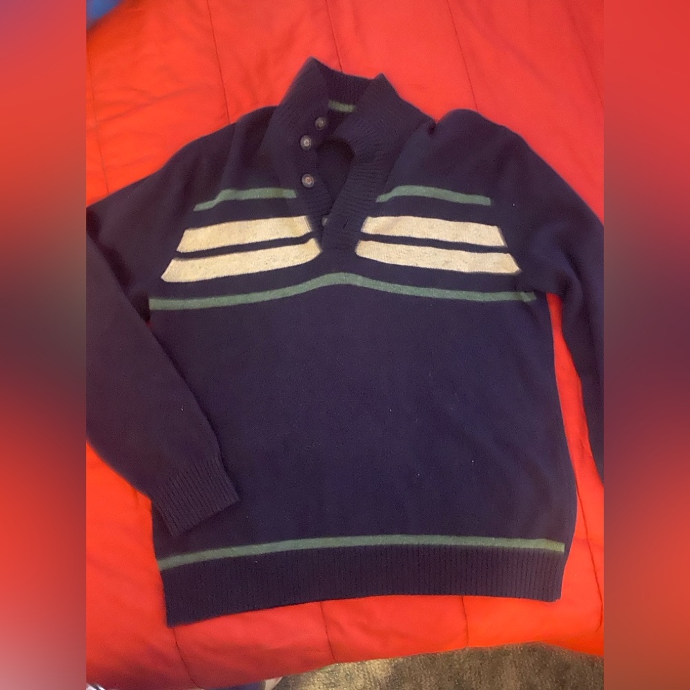 Man’s 1/4 Button Lambs Wool Cotton Blend Pullover Sweater